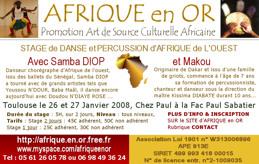 Stage danse et percussion – Toulouse