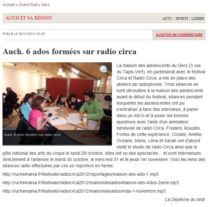 La dépeche 6 novembre 2012