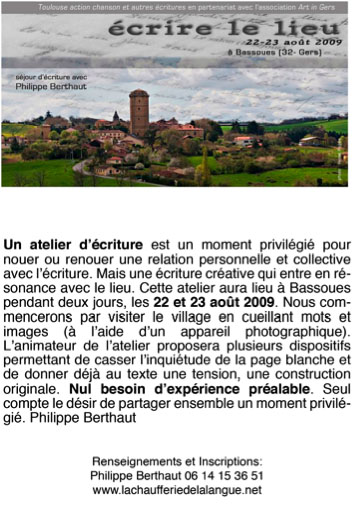 Atelier d&rsquo;écriture