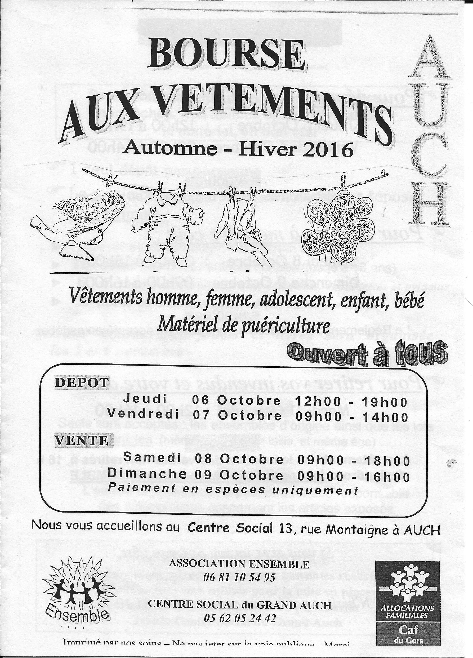 Bourse aux vêtements – Automne – Hiver 2016