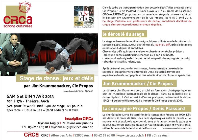 Stage danse par Jim Krummenacker « Jeux et défis »