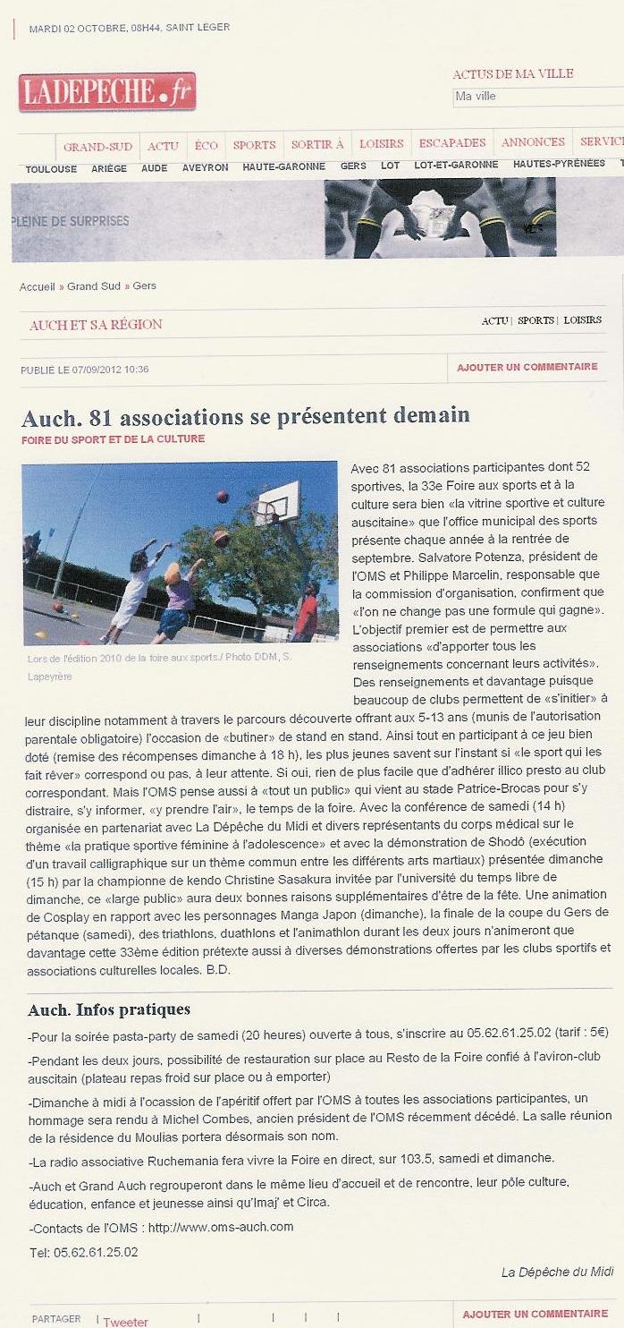 La dépeche 7 septembre 2012