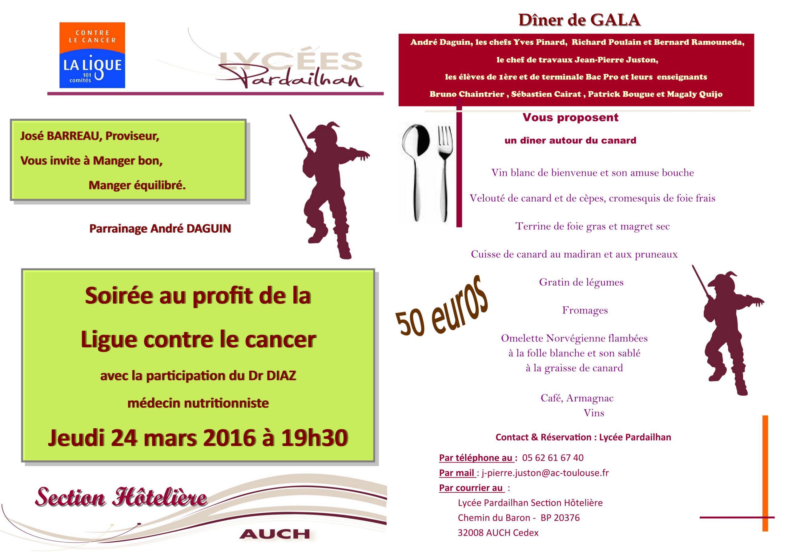 Repas de gala au bénéfice du Comité du Gers de la Ligue contre le cancer