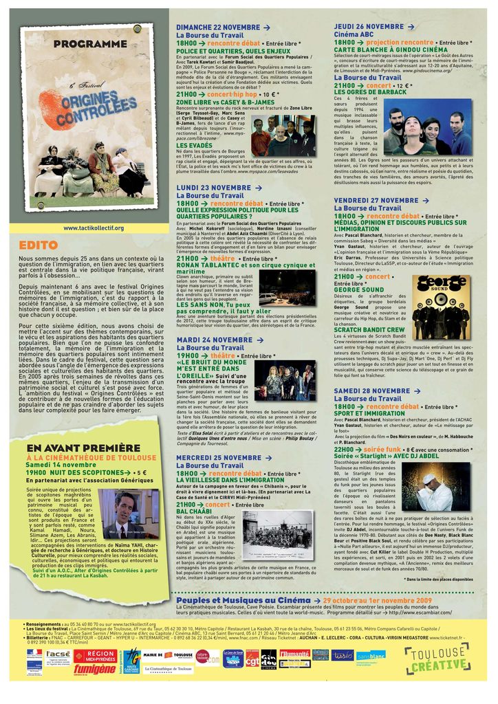 Programme festival Origines Contrôlées