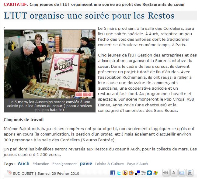Sud ouest 20 février 2010