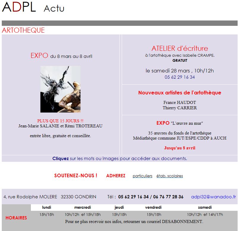ACTU de l&rsquo;artothèque